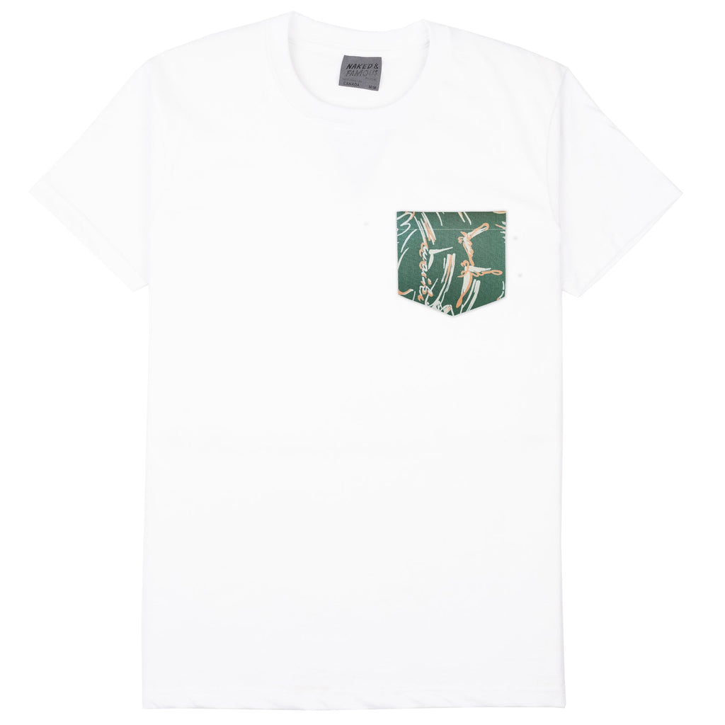 Pocket Tee in White Waikiki Waves