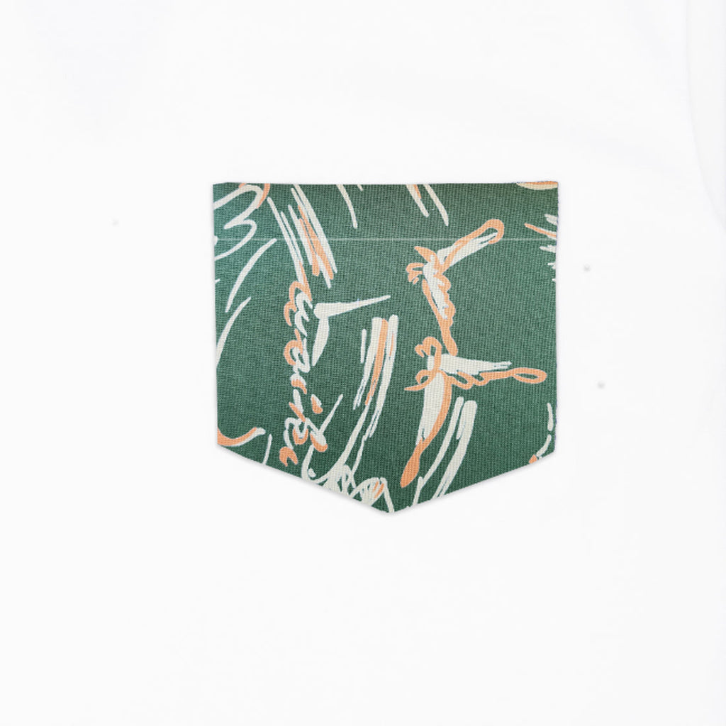 Pocket Tee in White Waikiki Waves
