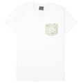Pocket Tee in White in Green Linen Animals