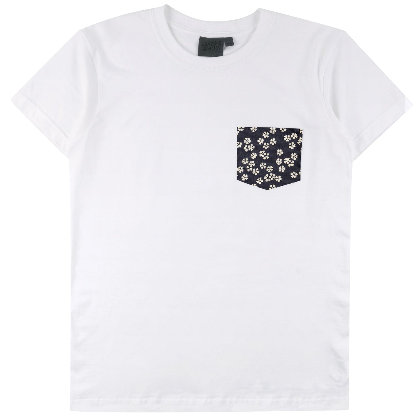 Pocket Tee in White Kimono Flowers