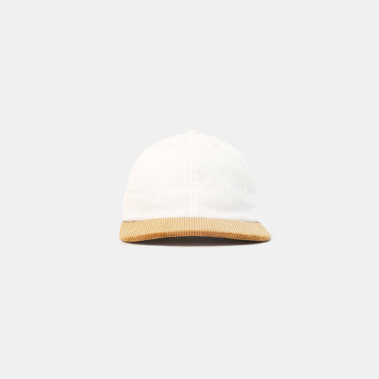 Baseball Cap in White and Fawn Corduroy