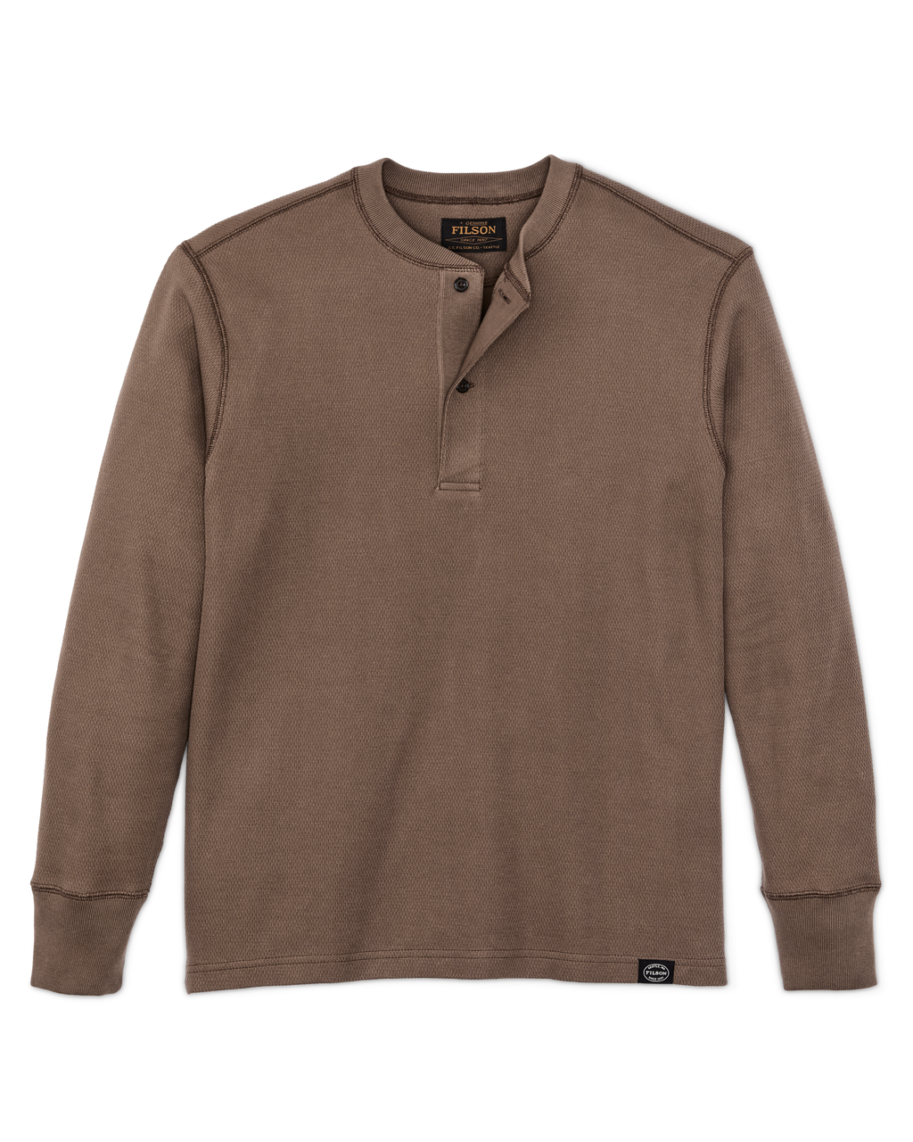 Waffle Knit Henley in Brown