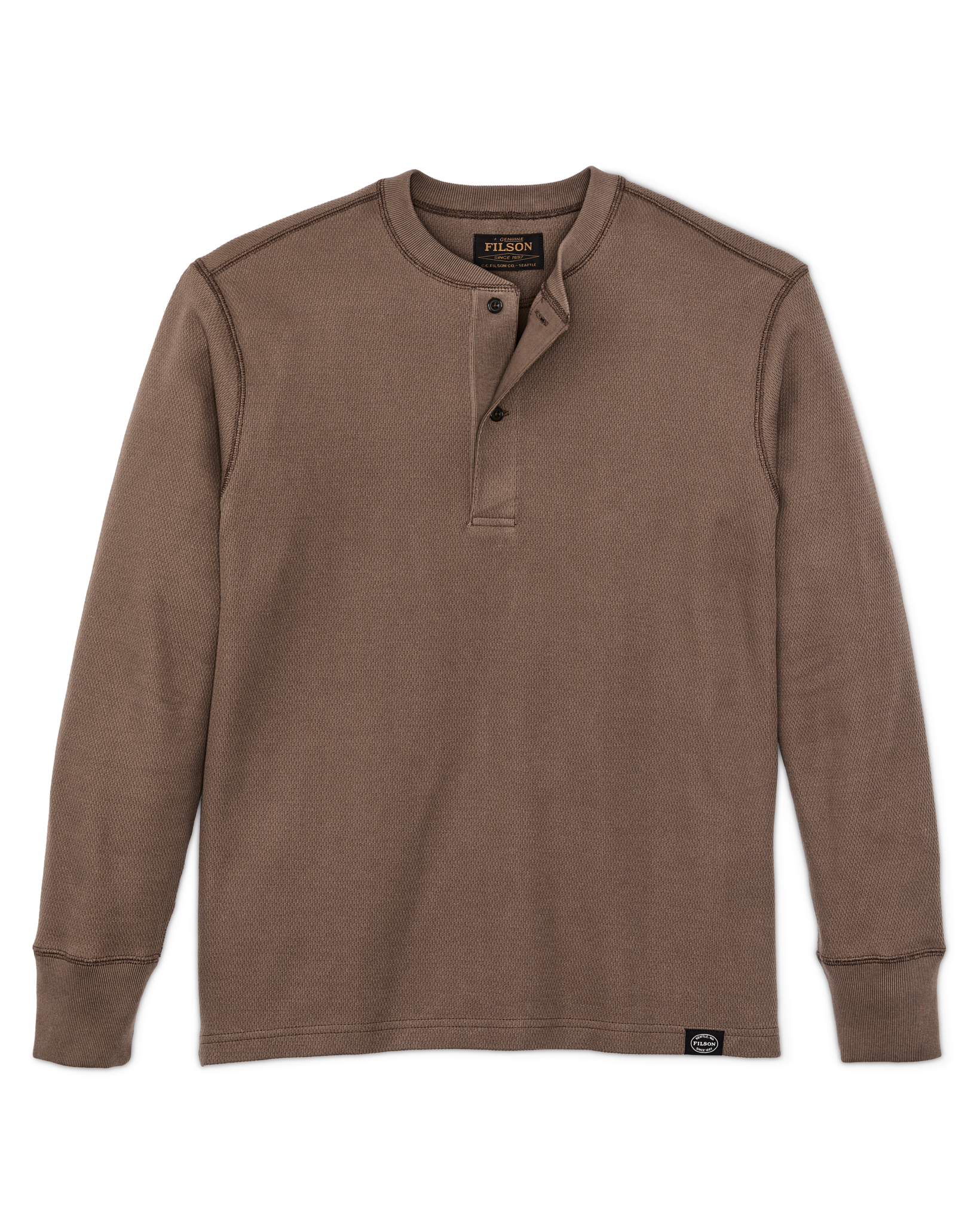 Waffle Knit Henley in Brown