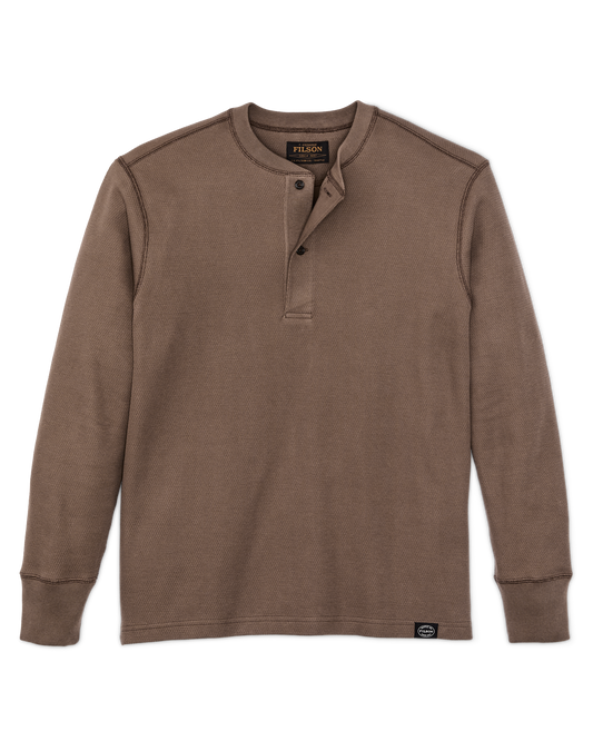Waffle Knit Henley in Brown