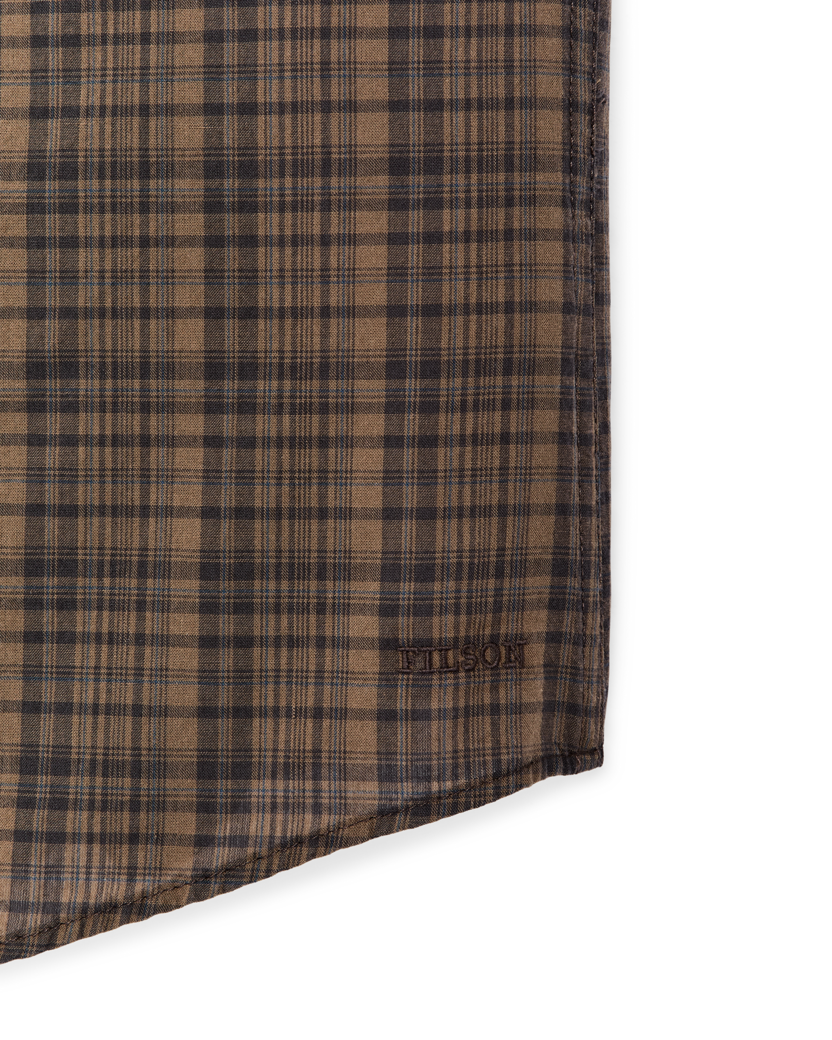 Short Sleeve Madras Popover Shirt in Brown Olive Plaid
