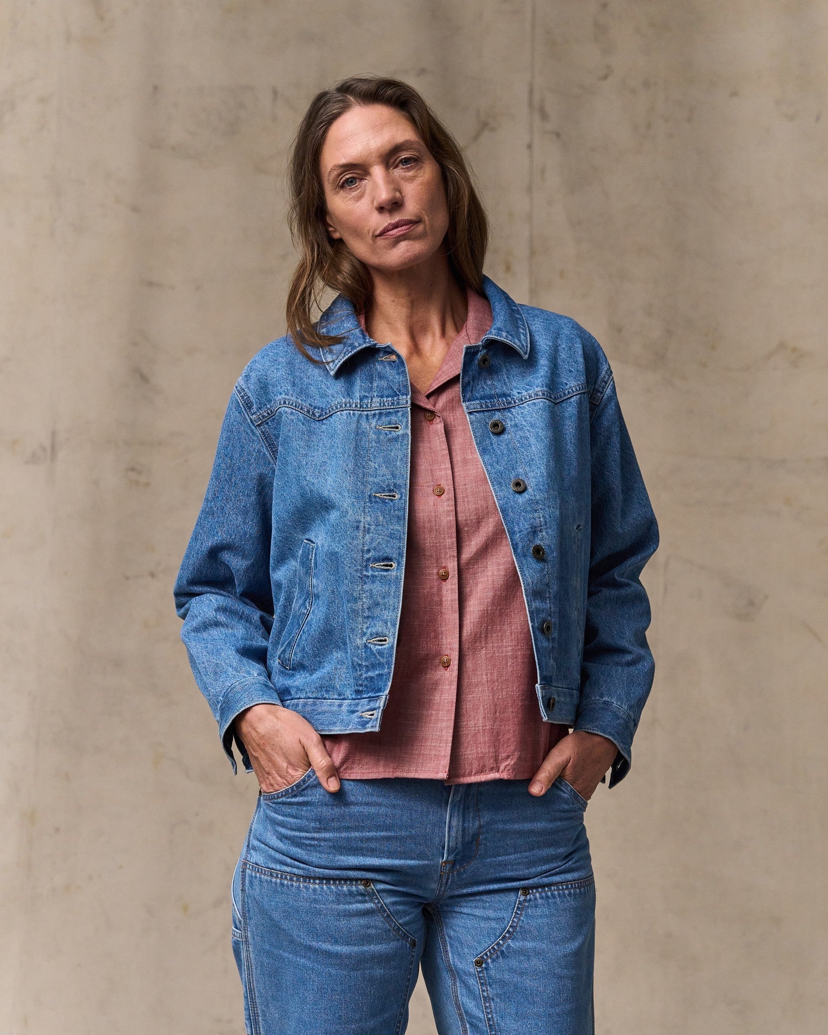 Western Denim Jacket in Light Indigo