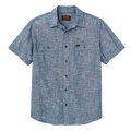 Short-sleeve Embroidered Chambray Shirt in Rinsed Indigo