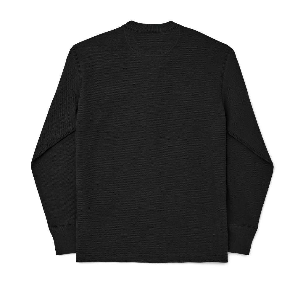 Waffle Knit Henley in Faded Black