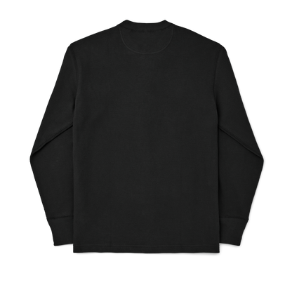 Waffle Knit Henley in Faded Black