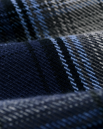 Vintage Flannel Work Shirt in Light Blue Navy Plaid