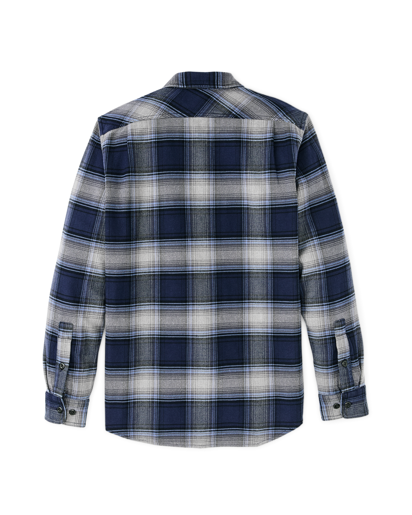 Vintage Flannel Work Shirt in Light Blue Navy Plaid