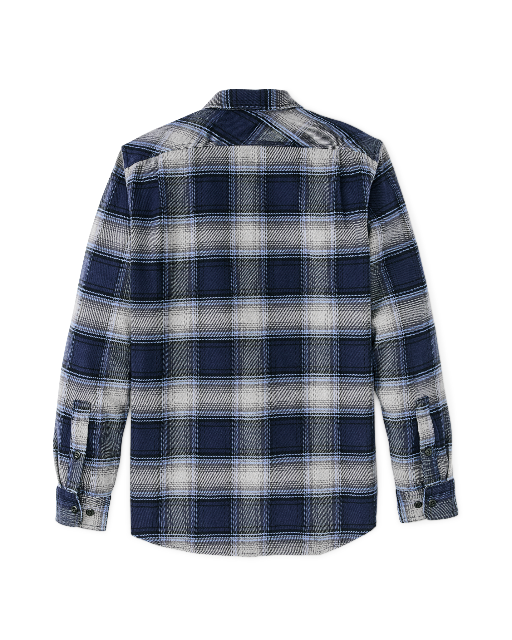 Vintage Flannel Work Shirt in Light Blue Navy Plaid