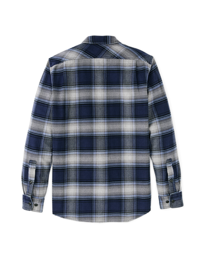 Vintage Flannel Work Shirt in Light Blue Navy Plaid