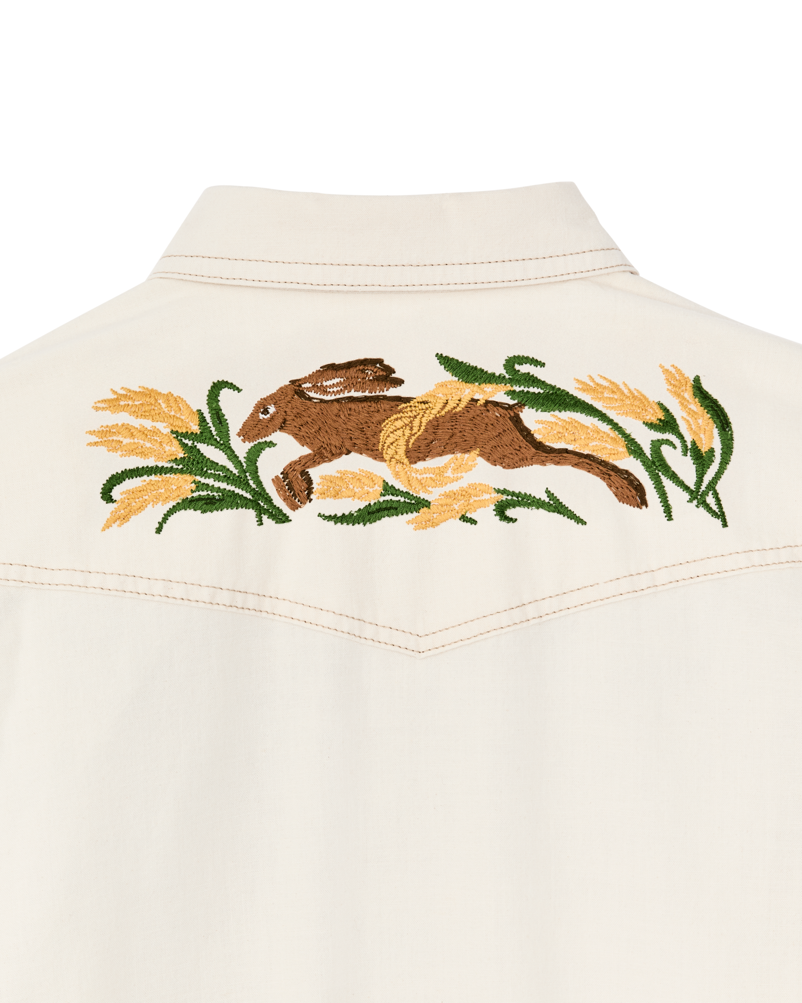 Embroidered Western Shirt in Natural Seed