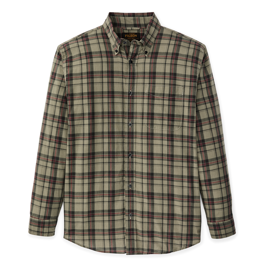 Madras Button-Down Shirt in Olive Gravel Plaid