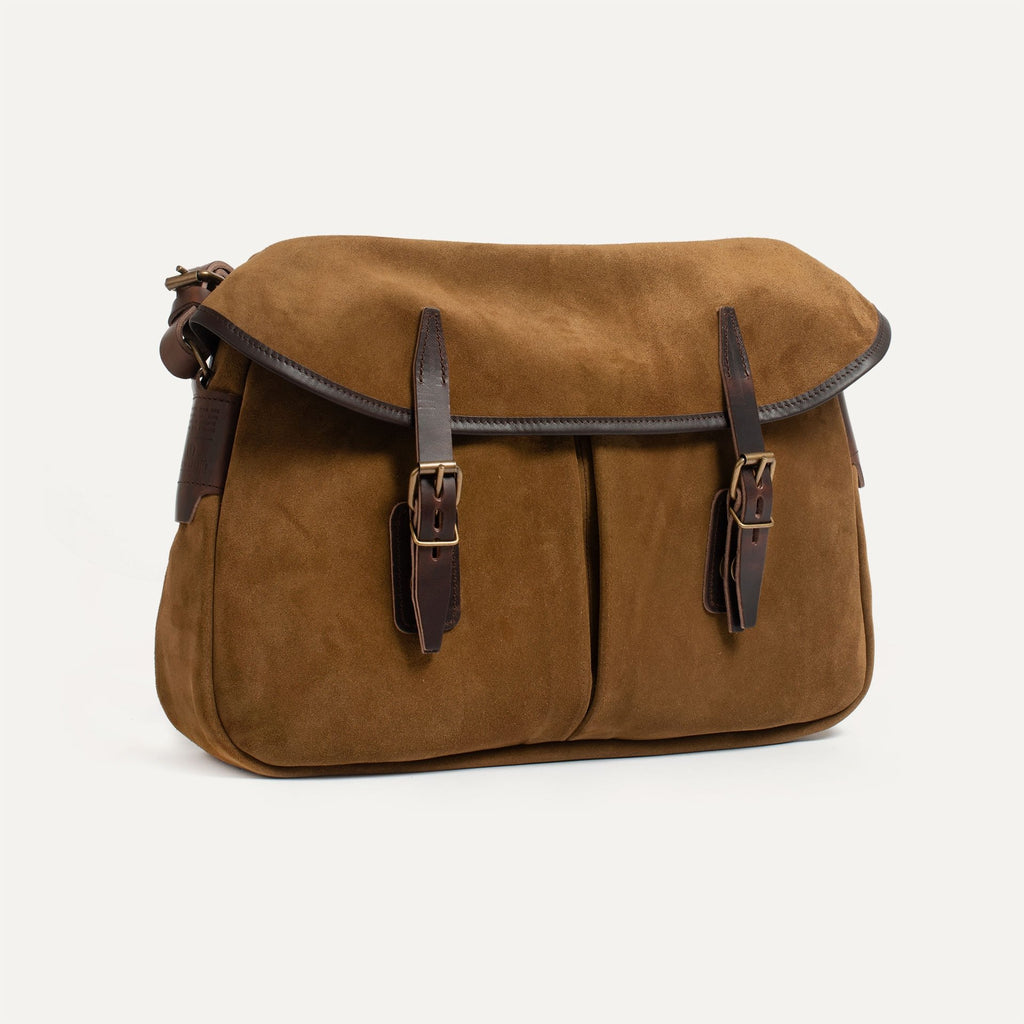 Medium Fisherman's Musette in Hazelnut Brown Suede