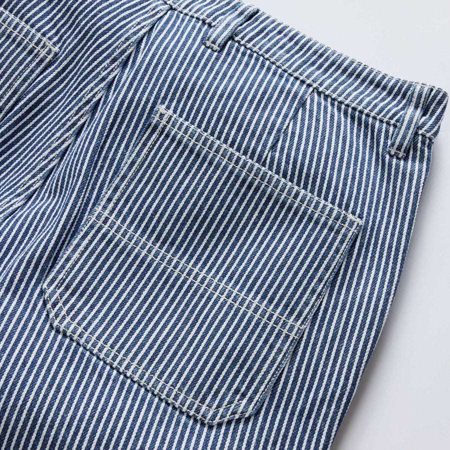 The Camp Short in Indigo Railroad Stripe Denim