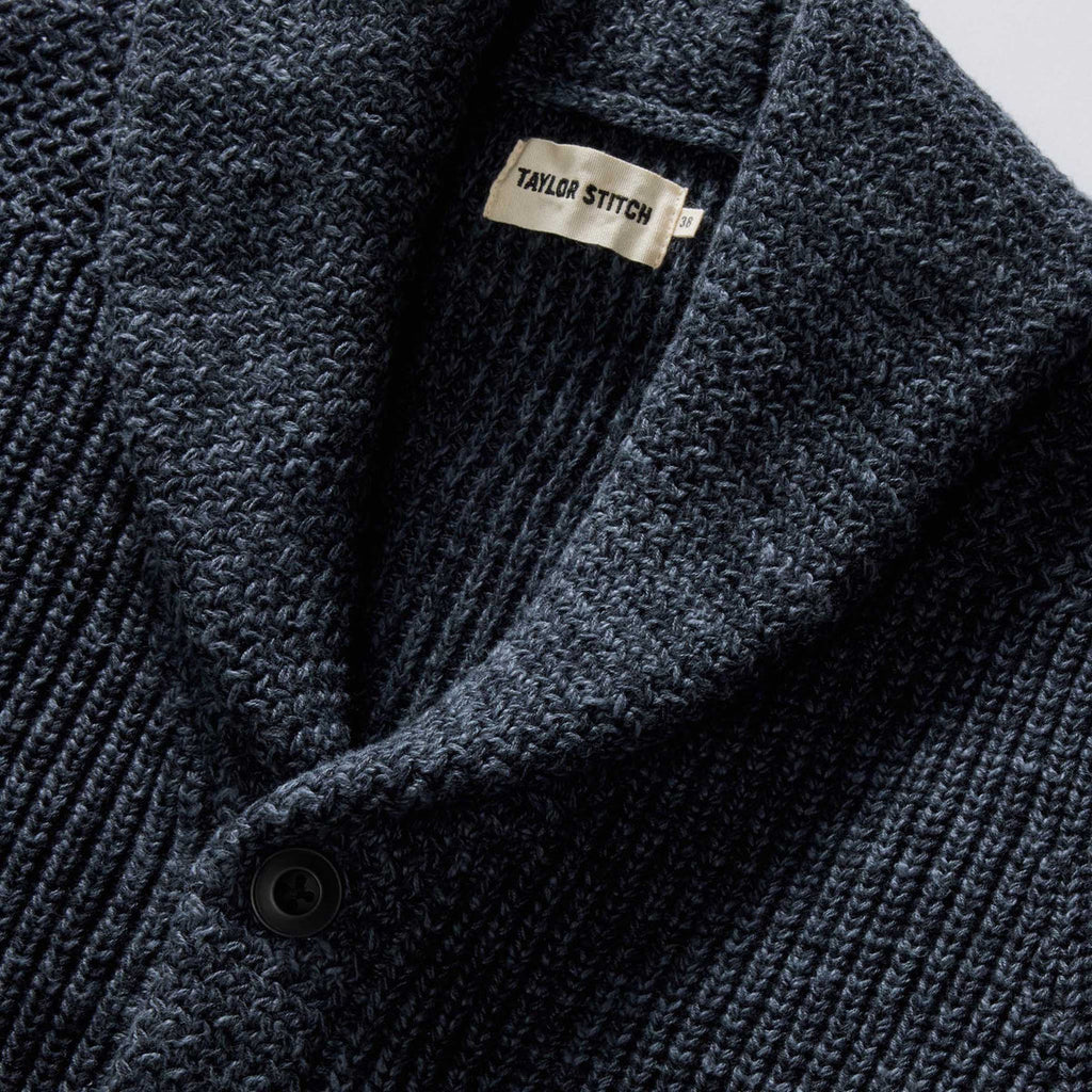 The Mariner Shawl Cardigan in Ink Slub