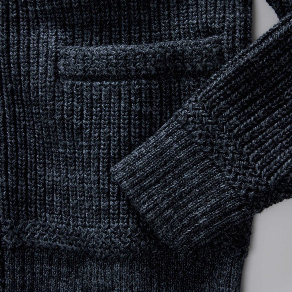 The Mariner Shawl Cardigan in Ink Slub