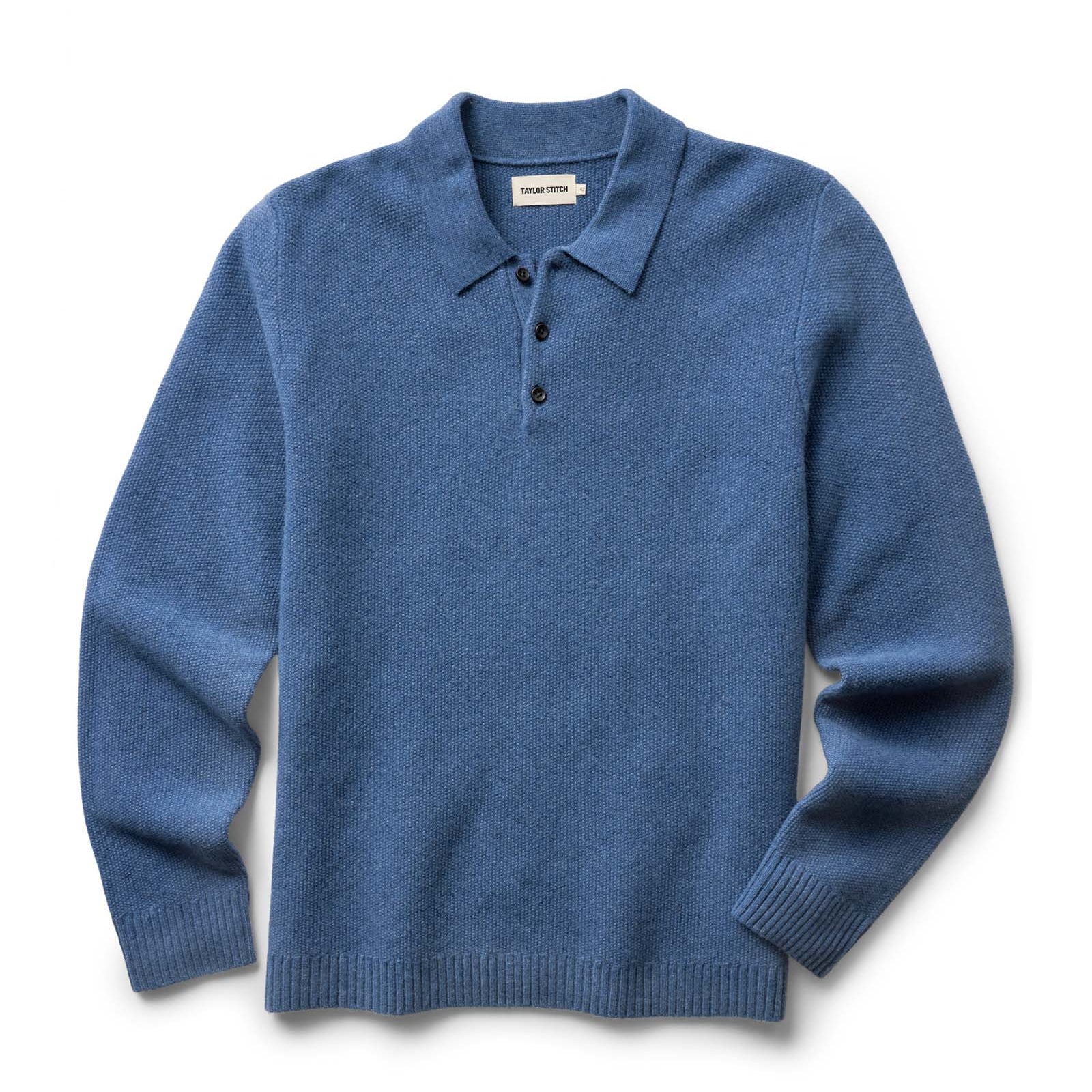 The Newton Sweater Polo in Heather Clear Blue