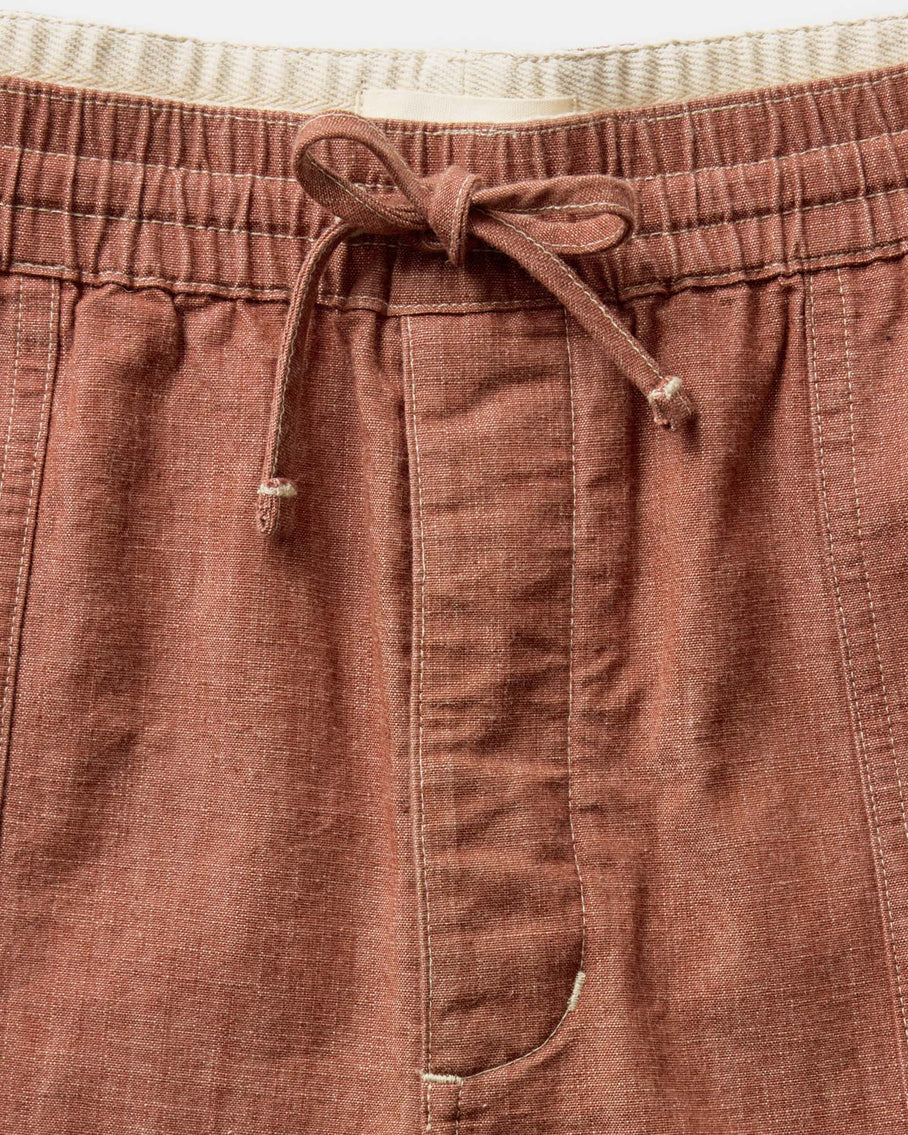 The Breakwater Short in Washed Brick Chambray