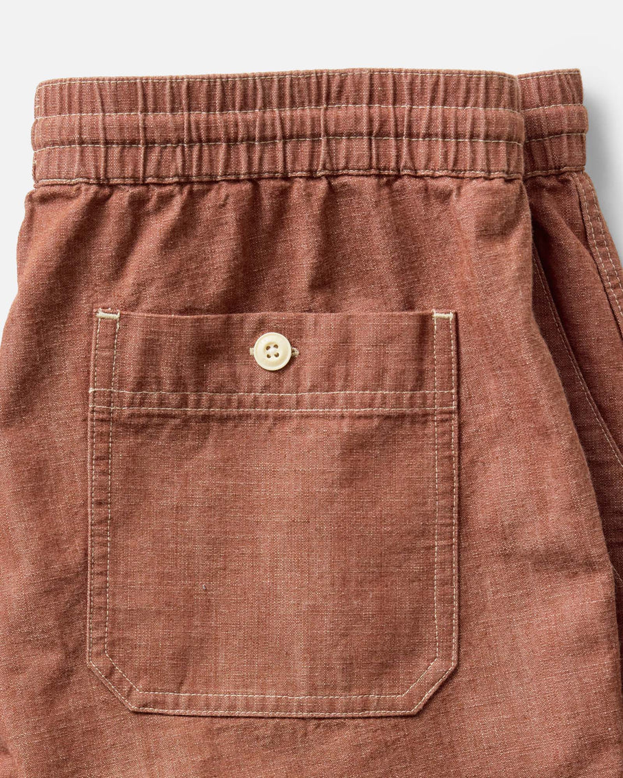 The Breakwater Short in Washed Brick Chambray