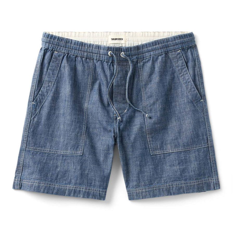 The Breakwater Short in Washed Indigo Chambray