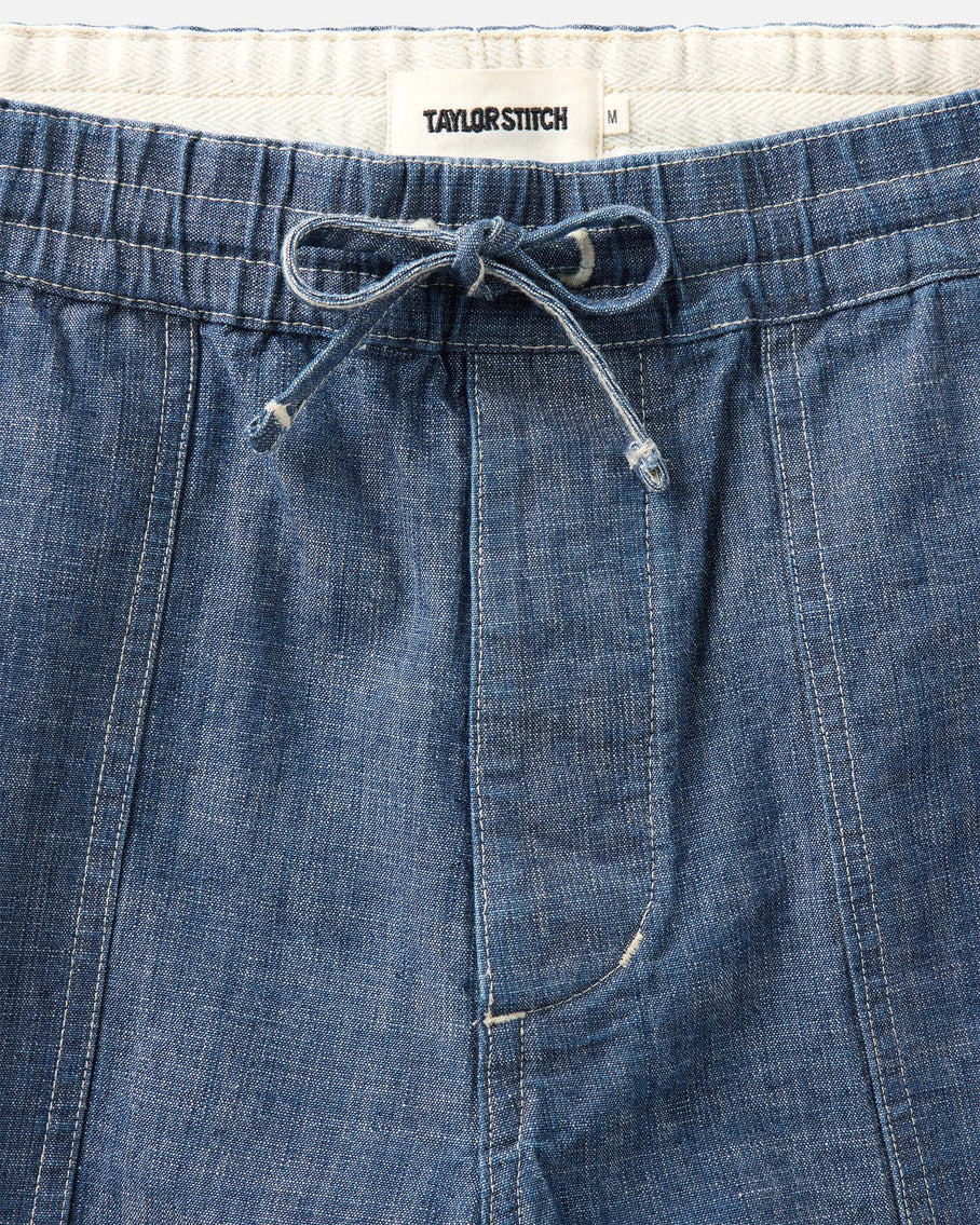 The Breakwater Short in Washed Indigo Chambray