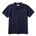 The Button Down Polo in Dark Navy Crochet
