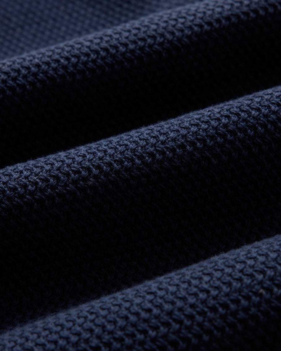 The Button Down Polo in Dark Navy Crochet