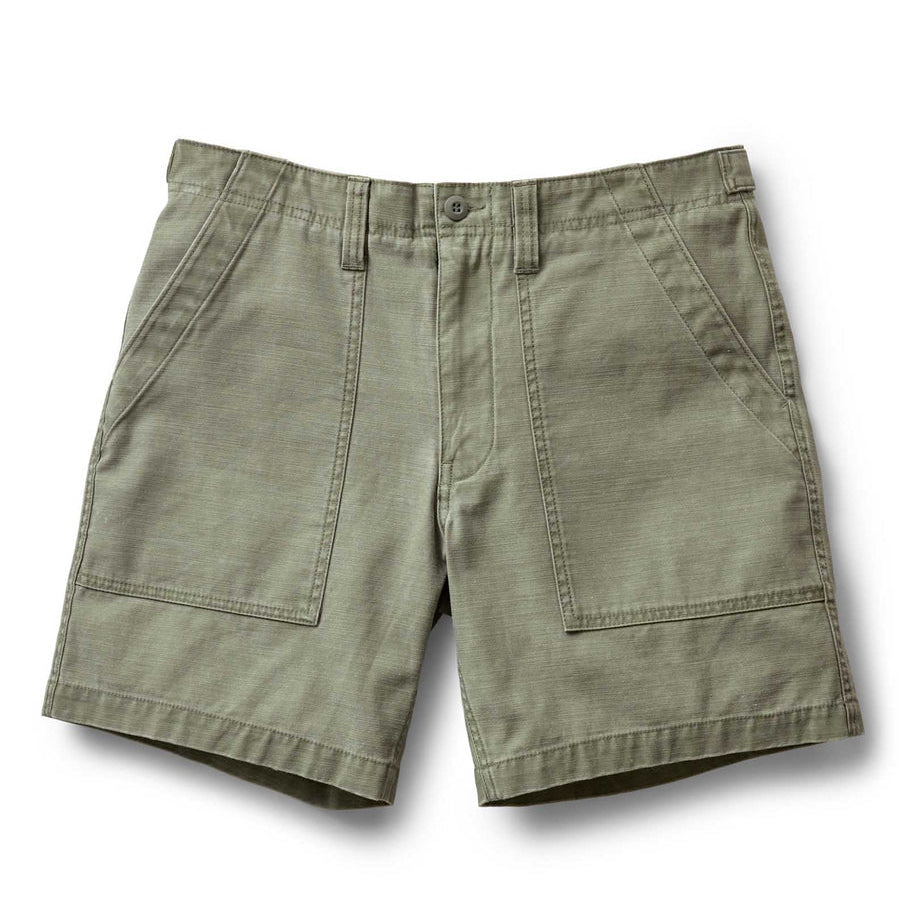 The Surplus Short in Field Olive Reverse Sateen