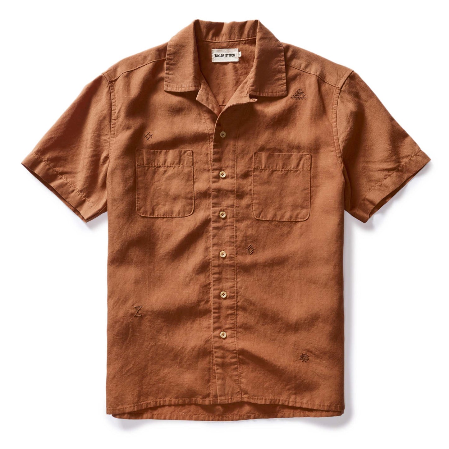 The Short Sleeve Conrad Shirt in Adobe Embroidery