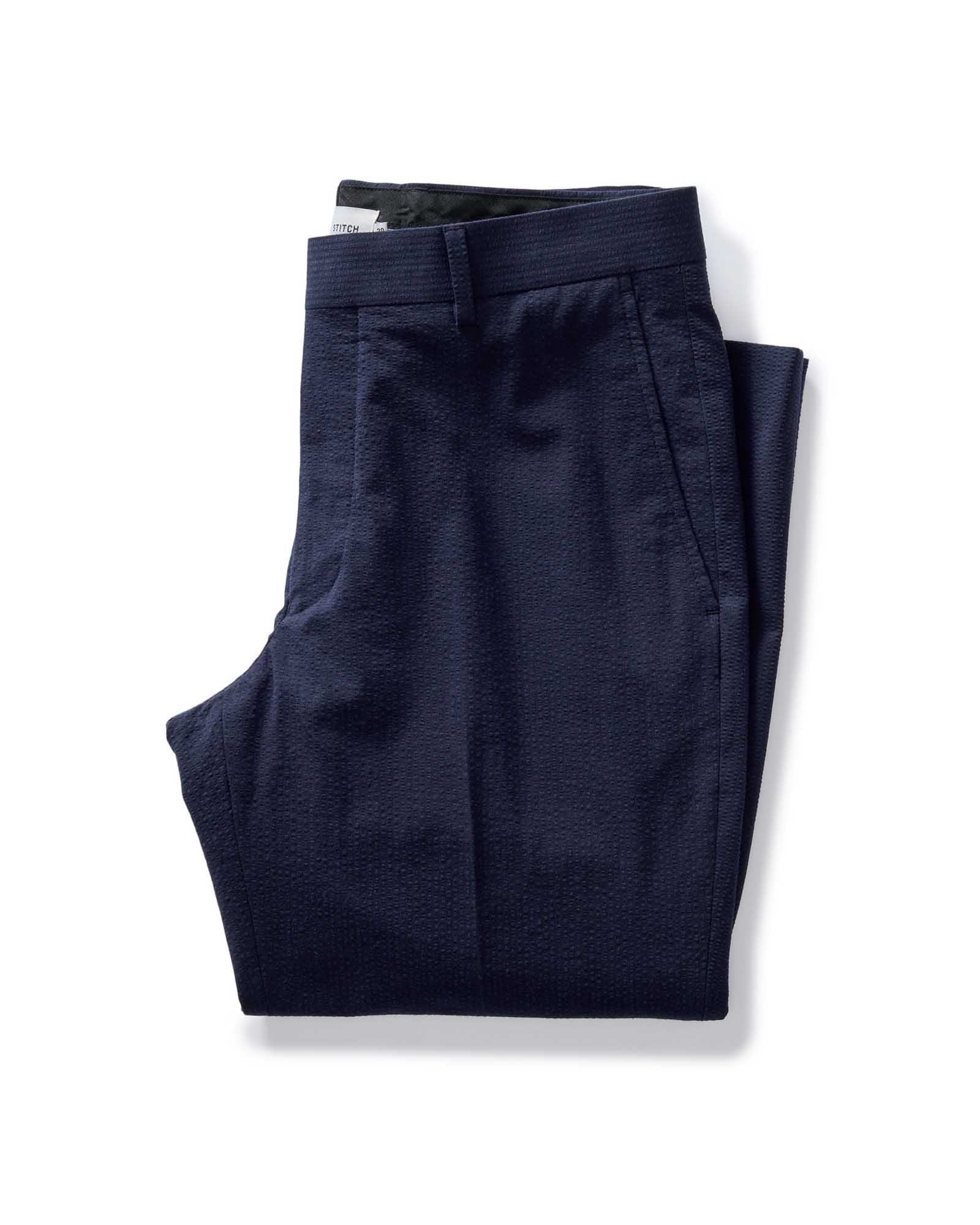 The Stevens Trouser in Navy Linen Seersucker