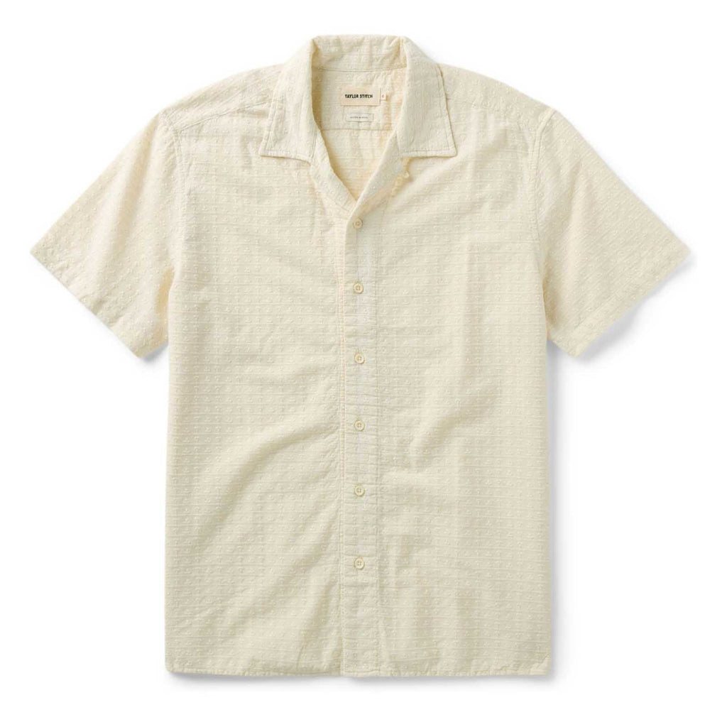 The Davis Shirt in Vintage White Embroidered Stripe