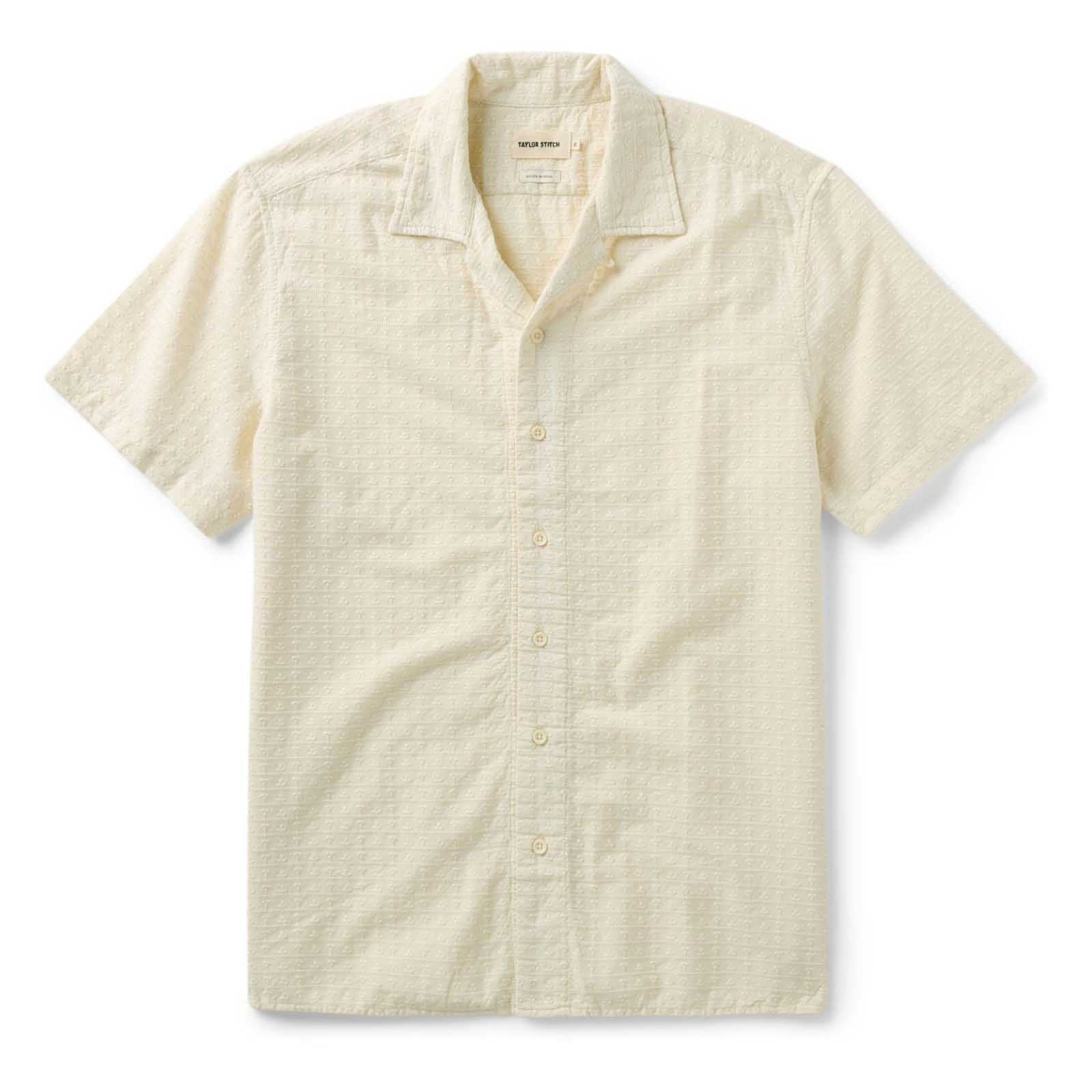 The Davis Shirt in Vintage White Embroidered Stripe