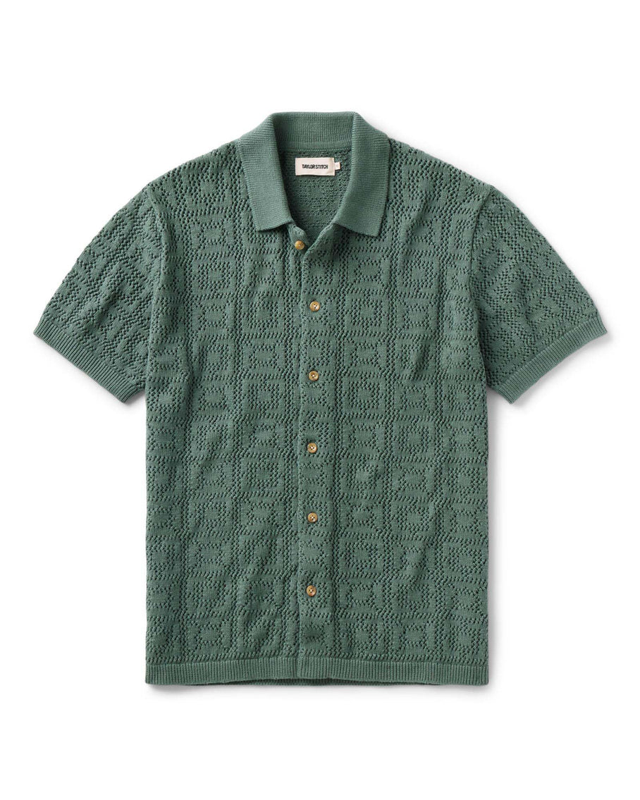 The Monterey Sweater Polo in Deep Sea Geo Crochet