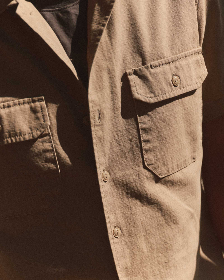 The Short Sleeve Mechanic Shirt in Khaki Ripstop