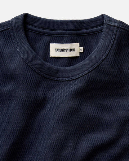 The Organic Cotton Crew in Dark Navy Waffle