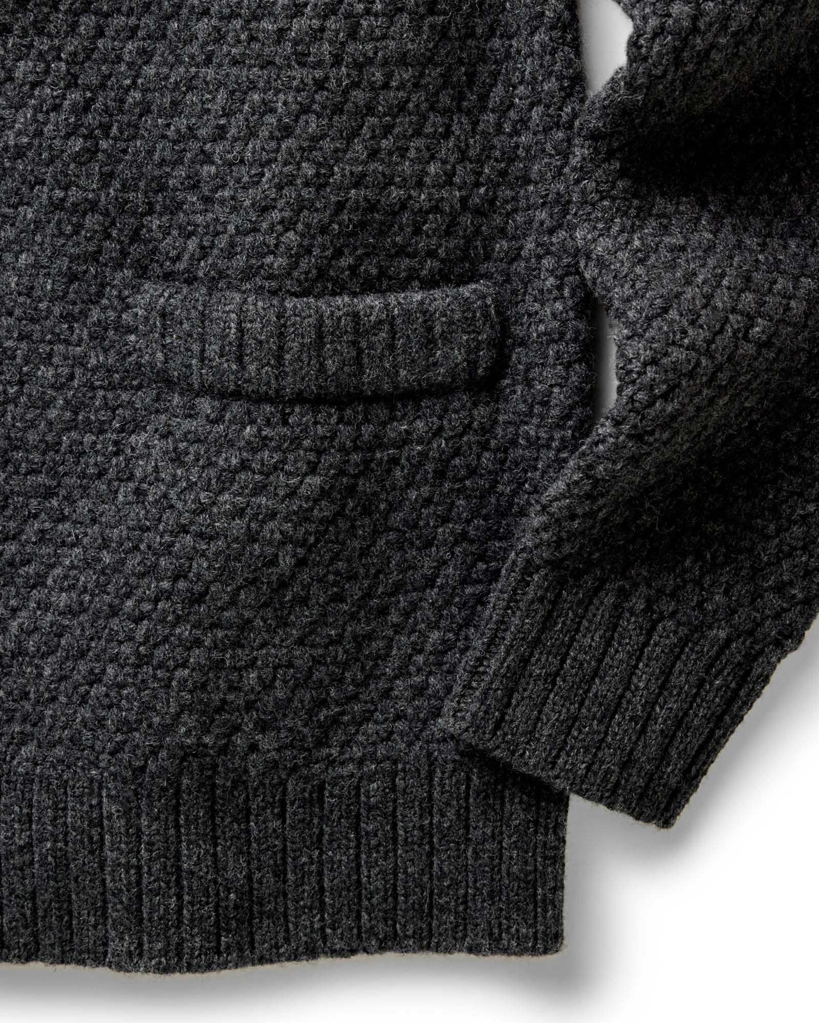 The Fisherman Shawl Cardigan in Heather Coal Merino