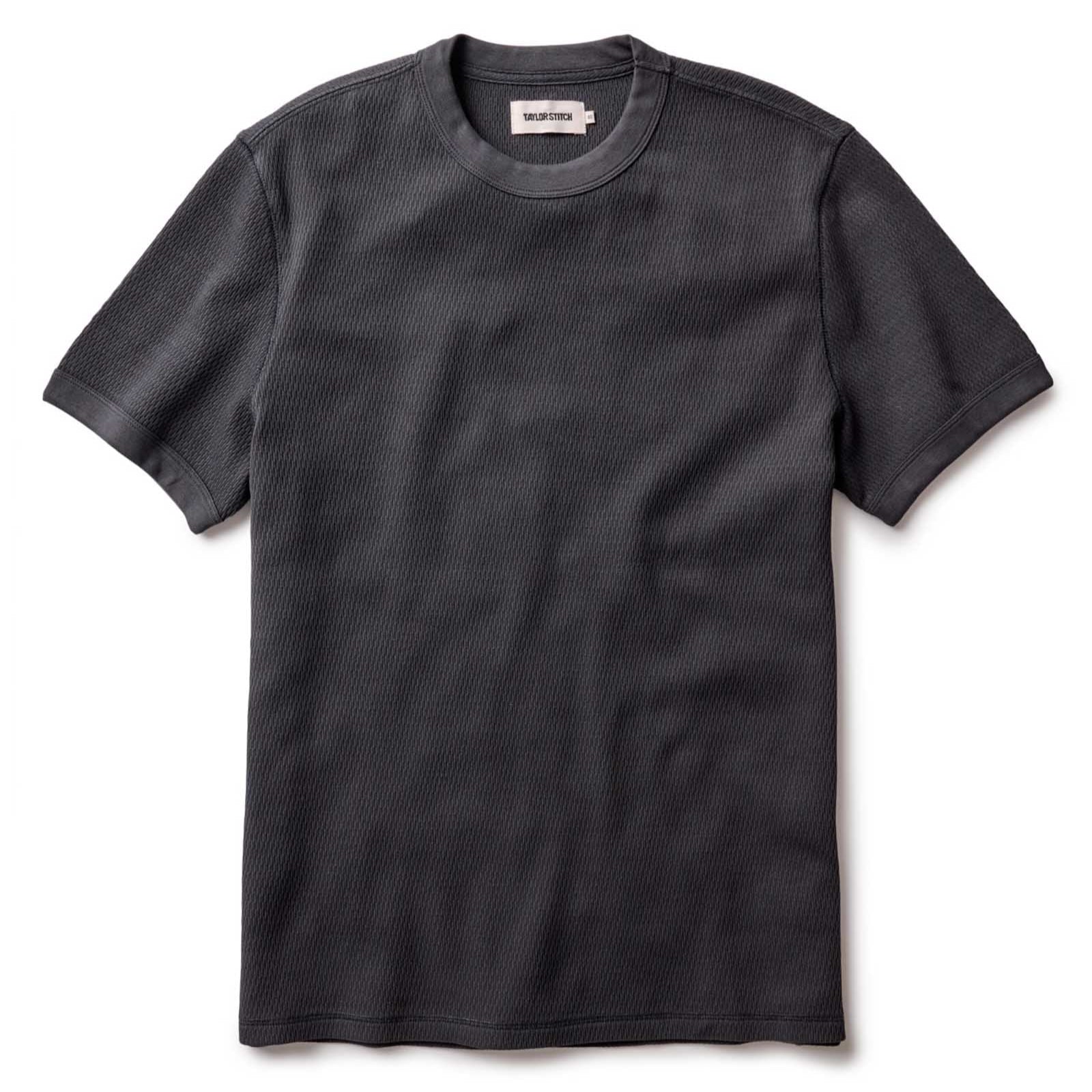 The Organic Cotton Waffle Short Sleeve Crew in Faded Black