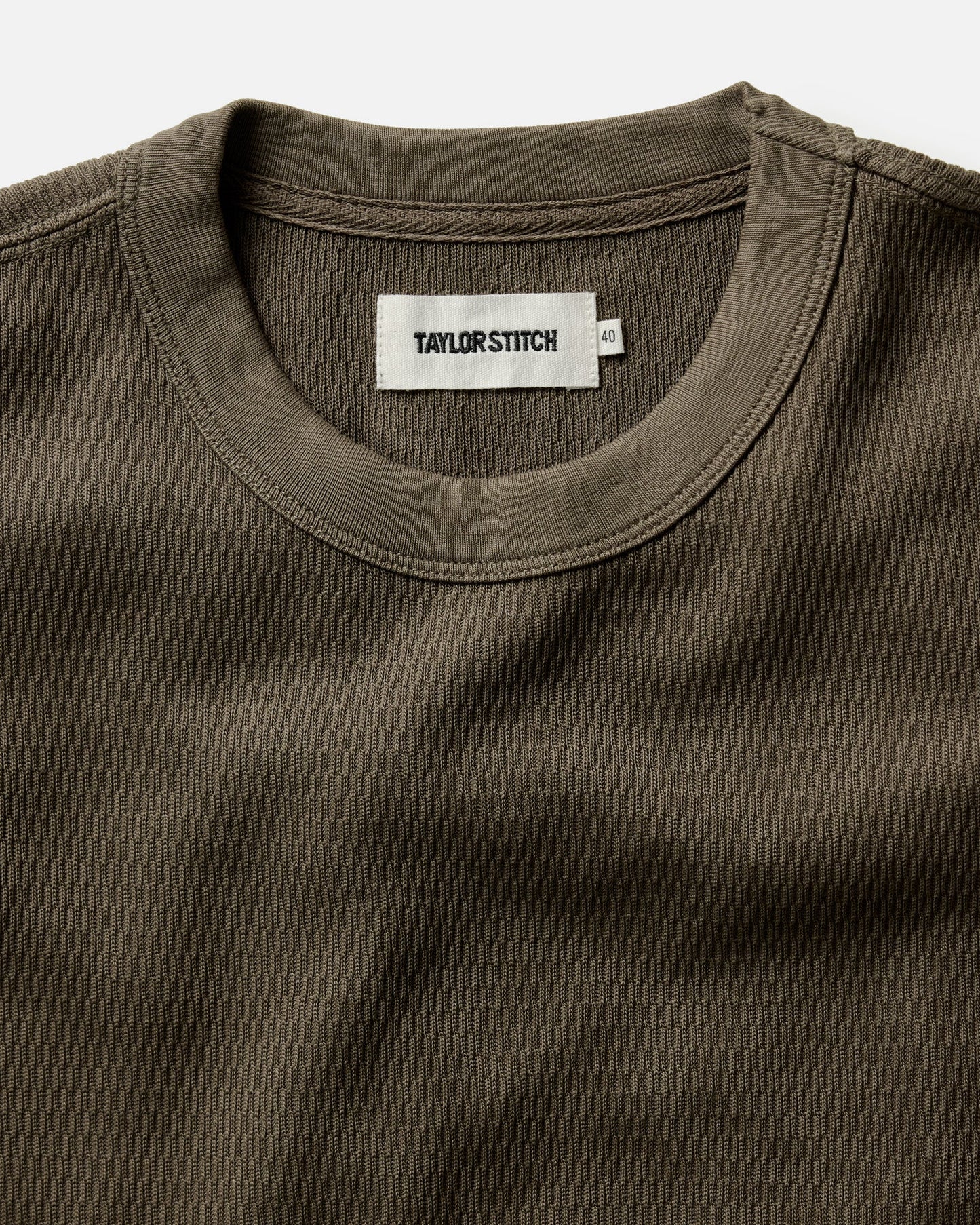 The Organic Cotton Waffle Short Sleeve Crew in Fatigue Olive