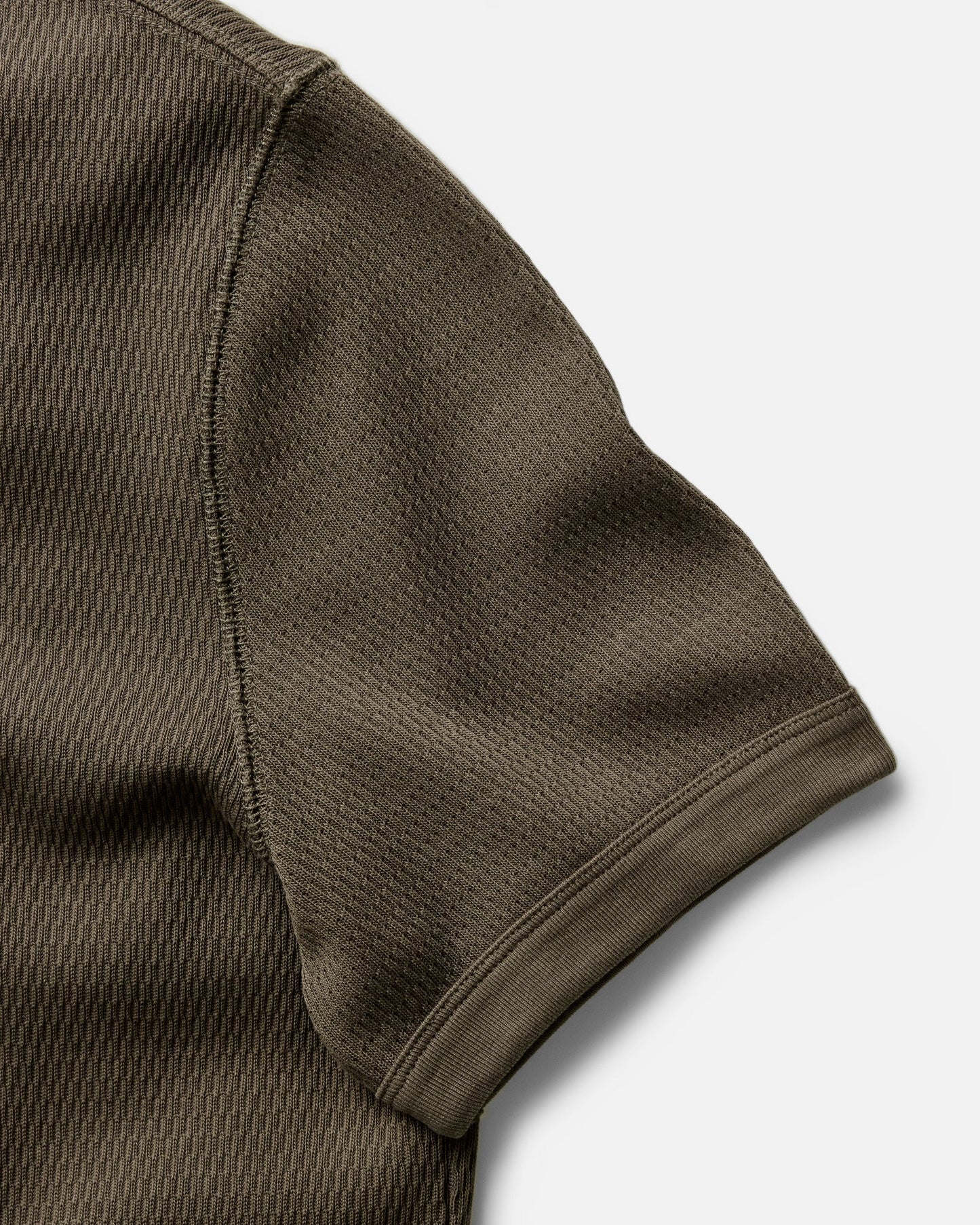 The Organic Cotton Waffle Short Sleeve Crew in Fatigue Olive