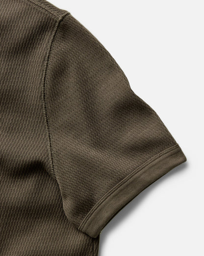The Organic Cotton Waffle Short Sleeve Crew in Fatigue Olive