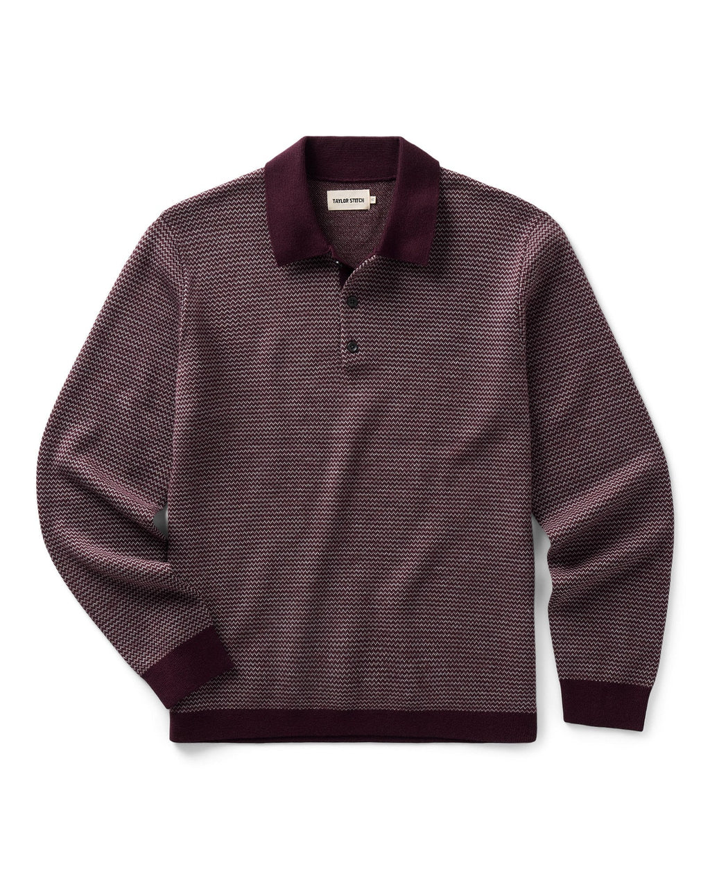The Newton Sweater Polo in Burgundy Birdseye Merino