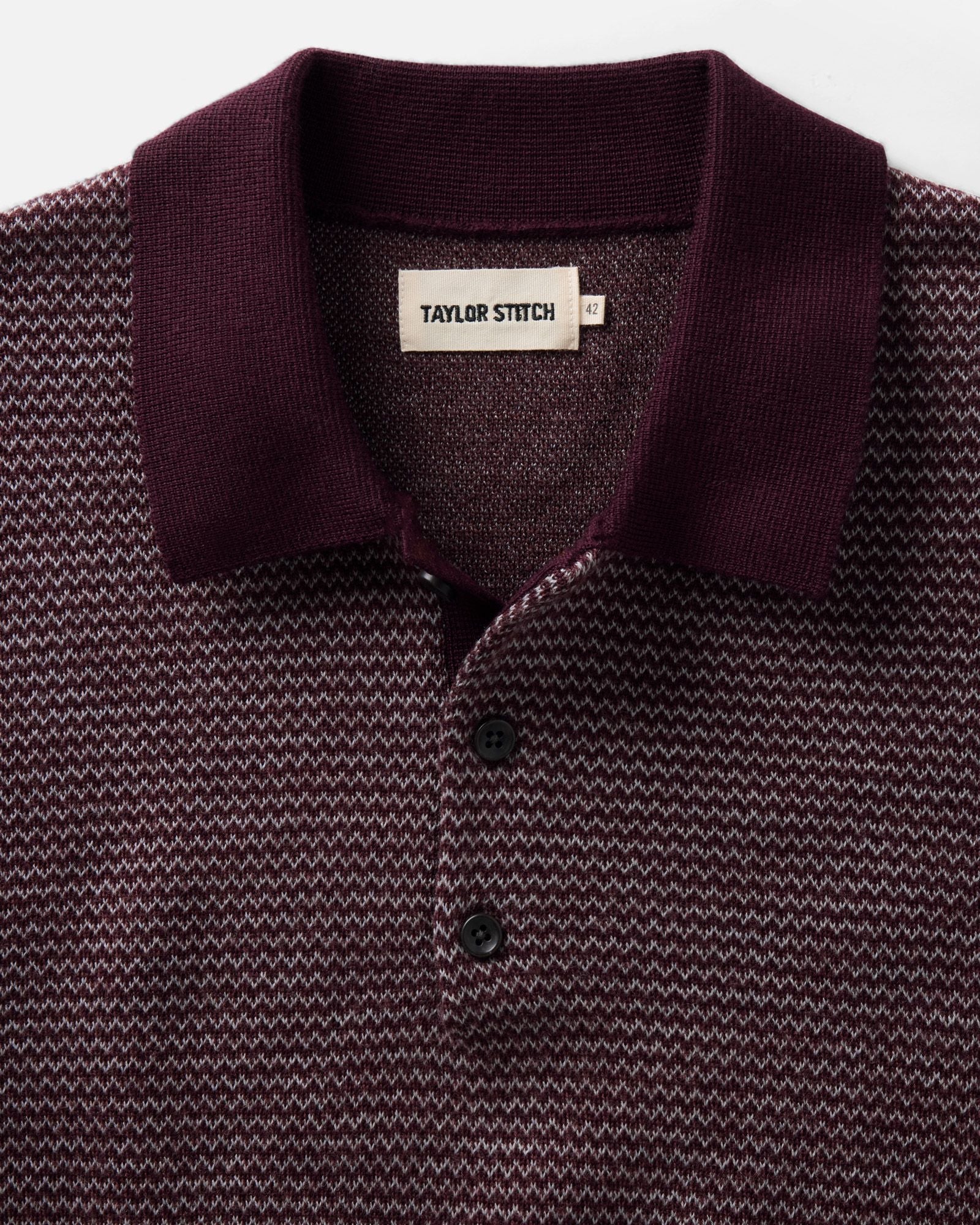 The Newton Sweater Polo in Burgundy Birdseye Merino