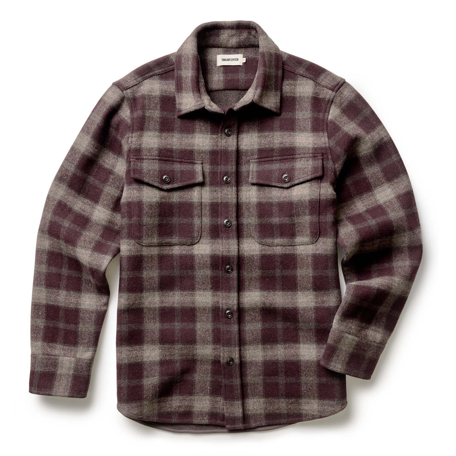 The Maritime Shirt Jacket in Burgundy Plaid Wool