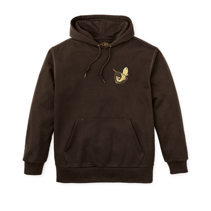 Prospector Embroidered Hoodie Fishing in Dark Brown