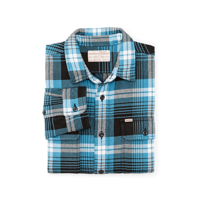 Vintage Flannel Work Shirt in Blue & Black Multiplaid