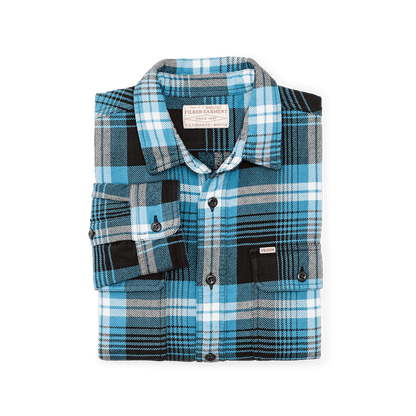 Vintage Flannel Work Shirt in Blue & Black Multiplaid