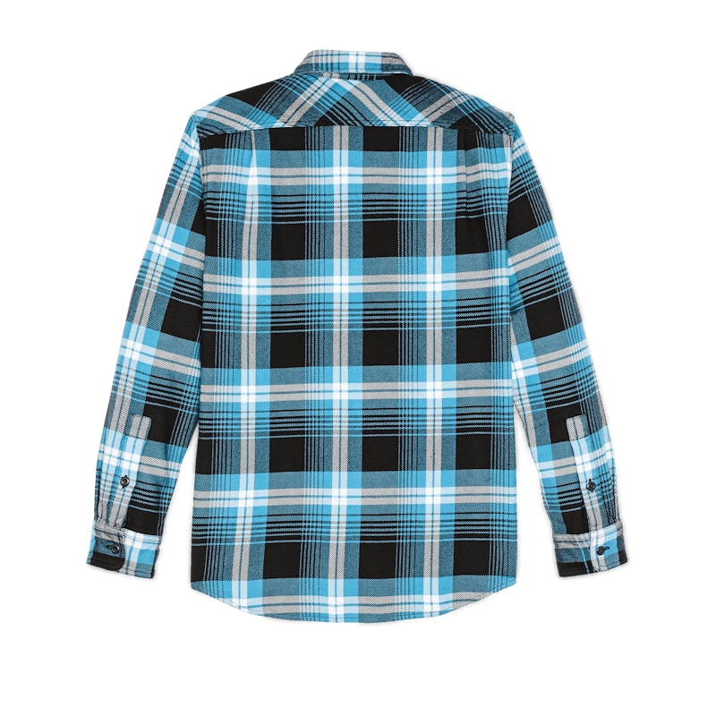 Vintage Flannel Work Shirt in Blue & Black Multiplaid